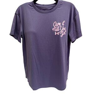 Under Armour Youth Girl Short Sleeve Periwinkle Loose Fit T-shirt Size YXL
